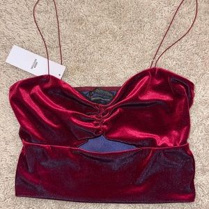 NWT Urban Outfitters Deep Red Velvet Top♥️